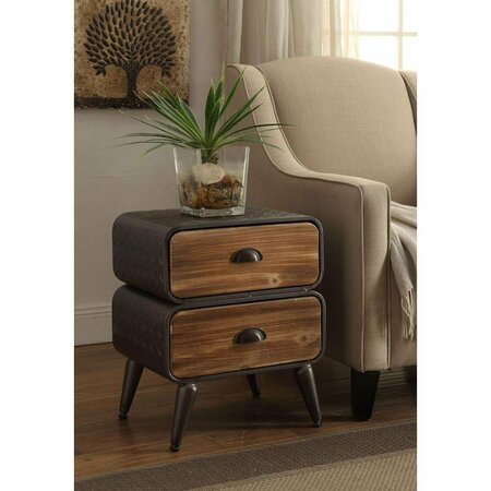 COMFORTCORRECT 2 Rounded Drawer Chest - Urban Loft Metal & Rustic Natural Pine CO2563749